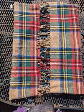 Nido Notte Italia 60 X 50" Plaid Fringed Throw Blanket Cottage Farmhouse Soft